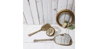 Brosse, miroir et pot vintage made in England